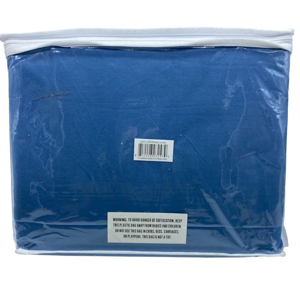 BRAND NEW‎ Bare Blue Premium Microfiber King/California King Duvet Cover Set